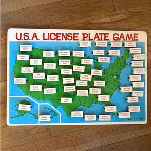Rare Melissa & Doug USA License Plate Family Road Great Travel Game Wooden 2098